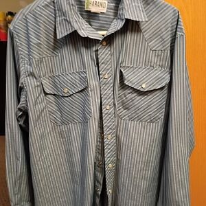 Haband Men's Blue Striped Casual Shirt
